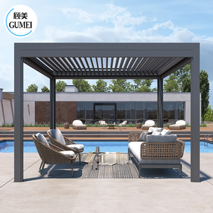 Pérgola Metálica Moderna para Jardín con Motor, Impermeable, con Techo de Láminas Ajustables Eléctricamente, Pérgola de Aluminio y Carpas con Luz LED - Product Image 6