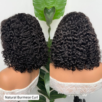Pelucas de Cabello Humano Rizado Birmano de Doble Trama y 250% de Densidad, Estilo Bob Corto, Sin Pegamento, Línea de Cabello Pre-Desplumada, Pelucas de Cabello Brasileño al Por Mayor