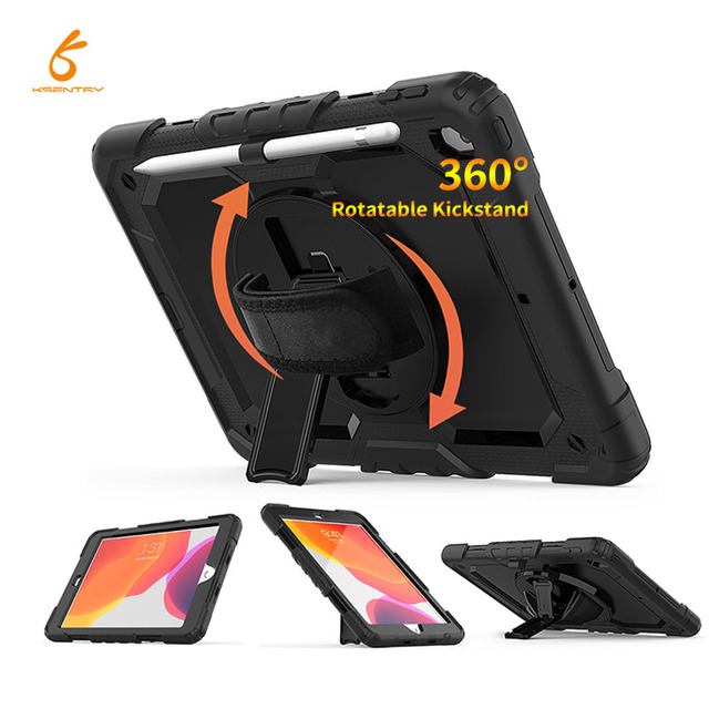 Ksentry Heavy Duty PC Silicone Case iPad 9.7" Magnetic Shell Keyboard 360 Rotation Protection Pen Slot Straps Shockproof