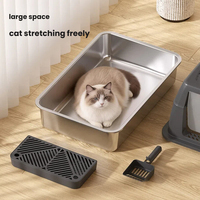 Bac à litière pour chat en acier inoxydable, fermé, avec sortie supérieure, anti-éclaboussures, anti-odeurs, moulé sur mesure, XXL, 60 cm