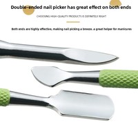 Kit de coupe-cuticules et repousse-cuticules en acier inoxydable avec manche vert antidérapant en silicone – Outils de manucure professionnels pour salon de beauté