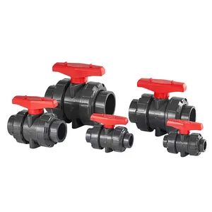 1 "UPVC full flow ball valve with double true joint full socket sliding ball valve for irrigation