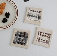 Sous-verres à pompons faits à la main pour le thé de l'après-midi au bureau, tasses, plateaux à café, dessous de verre épais résistants à la chaleur