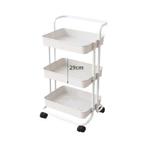 Chariot <span class=keywords><strong>utilitaire</strong></span> à <span class=keywords><strong>3</strong></span> niveaux, étagère de rangement, paniers en plastique, tubes métalliques, installation facile, cuisine/salle de bain/salon, acier au carbone, poudre - Product Image 6