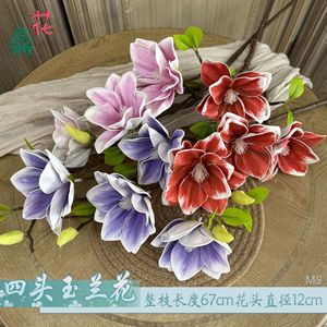 Flor de Magnolia Artificial Hua Ding, Rama de 67 cm, Diámetro de Floración de 12 cm, Adorno Decorativo - Product Image 4