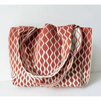 Sac fourre-tout en toile à motif géométrique, sac à main à bandoulière de grande capacité pour femmes, pour la plage, le shopping, le pique-nique