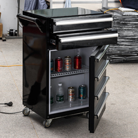 Chariot d'atelier Goldenline GL408 avec réfrigérateur intégré |   Meuble de rangement en acier à 2 tiroirs, design mobile, OEM/ODM/OBM disponible, capacité 450 kg