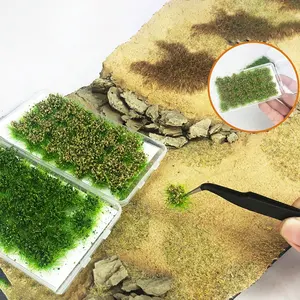 1Set miniatur rumah boneka sarang rumput dekorasi taman model pemandangan DIY tata letak bangunan cluster bunga kotak pasir