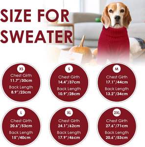 Sweater Anjing Mewah Lucu Warna Merah untuk Anjing Kecil, Rajutan Musim Dingin untuk Anjing Jantan/Betina, untuk Natal dan Thanksgiving, untuk Anjing Ras Pug - Product Image 2