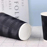 Gobelets ondulés jetables en papier kraft biodégradable et écologique, imprimés flexo, design personnalisé, simple/double paroi, 8oz, 12oz, 16oz