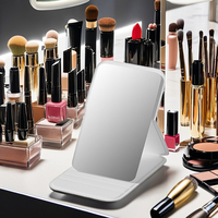 Miroir de Maquillage Mini Carré Pliable en Cuir PU Rose de Voyage, de Marque Personnalisée Fabricant, Miroir de Poche Petits Espejos