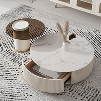 Table basse moderne, Design artistique de luxe, côté rond en verre, salon, café