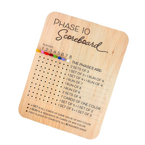 Pafu 2025 <strong>Wooden</strong> Score <strong>Board</strong> with 8 Colored <strong>Pegs</strong> Eco-Friendly Phase 10 Card Game Tracker Fun for the Whole Family - Product Image 1