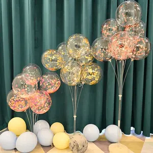 Balon Berdiri Balon Ulang Tahun, 7 Tabung, Dudukan Tongkat Lengkungan, Balon Dekorasi Pernikahan Pesta Ulang Tahun, Dekorasi Balon Anak