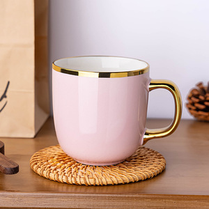 Tazas de cerámica chapadas en oro de color sólido para café y té, para regalo, diseño moderno y lujoso. - Product Image 2