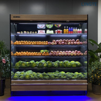 Commerciële luchtgordijnkoelkast met afstandsbediening, compressor, nachtgordijn, open display koeler voor vers fruit en groenten