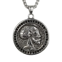 Yunnique Guangzhou Collier pour homme en acier inoxydable, pendentif Scarabée du Zodiaque, style Punk, gravure en relief, sertissage clos, motif animal du zodiaque