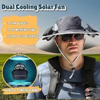 Casquette solaire à ventilateur intégré, large bord, protection solaire, casquette de sport, ventilateur de refroidissement alimenté par USB, respirante, imperméable, réglable, pour l'extérieur, 100%