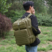 Sac à dos tactique de camouflage extérieur 3P de grande capacité 45L, durable, imperméable, fermeture éclair antivol, équipement de randonnée et de camping, tendance pour