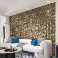 Panneaux Muraux Texturés 3D Artistiques Motif Diamant Or Antique, Idéaux pour la Décoration Murale Intérieure