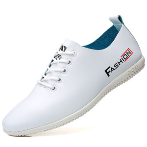 Mocasines de Cuero Blancos para Hombre, Punta Redonda, con Cordones, Suela Suave, Estilo Casual de Negocios, Tacón Plano, Diseño Británico Juvenil - Product Image 4