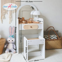 Ensemble de vanité pour enfants avec tabouret miroir-Jouet de table de maquillage pour filles, jeu d'habillage interactif parent-enfant DH08221
