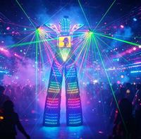 Costume de robot LED sur échasses avec écran LED et lumière laser pour performance de danse sur scène, fête ou bar