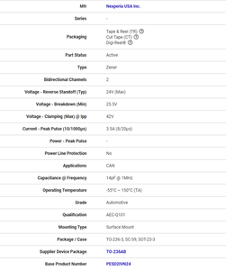 Ready Stock PESD2IVN24-TR Electronic Components ICs Transient Voltage Suppressors <b>TVS</b> <b>DIODE</b> 24VWM 42VC TO236AB - Product Image 4