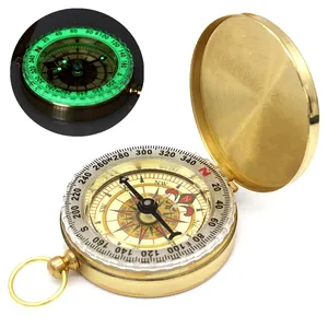 Portable Travel Hiking Outdoor Camping Classic Brass Luminous Compass Pocket Watch Style Compass
