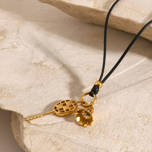 Stainless Steel <b>Badminton</b> Shuttlecock Pendant Black Leather Cord Adjustable Necklace Gift Jewelry - Product Image 3