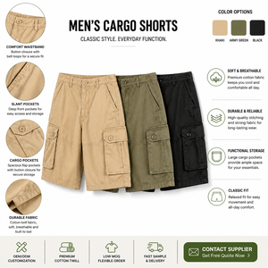 Fabrication de shorts pour hommes OEM, shorts cargo utilitaires, streetwear pour hommes, shorts cargo multi-poches pour hommes - Product Image 2