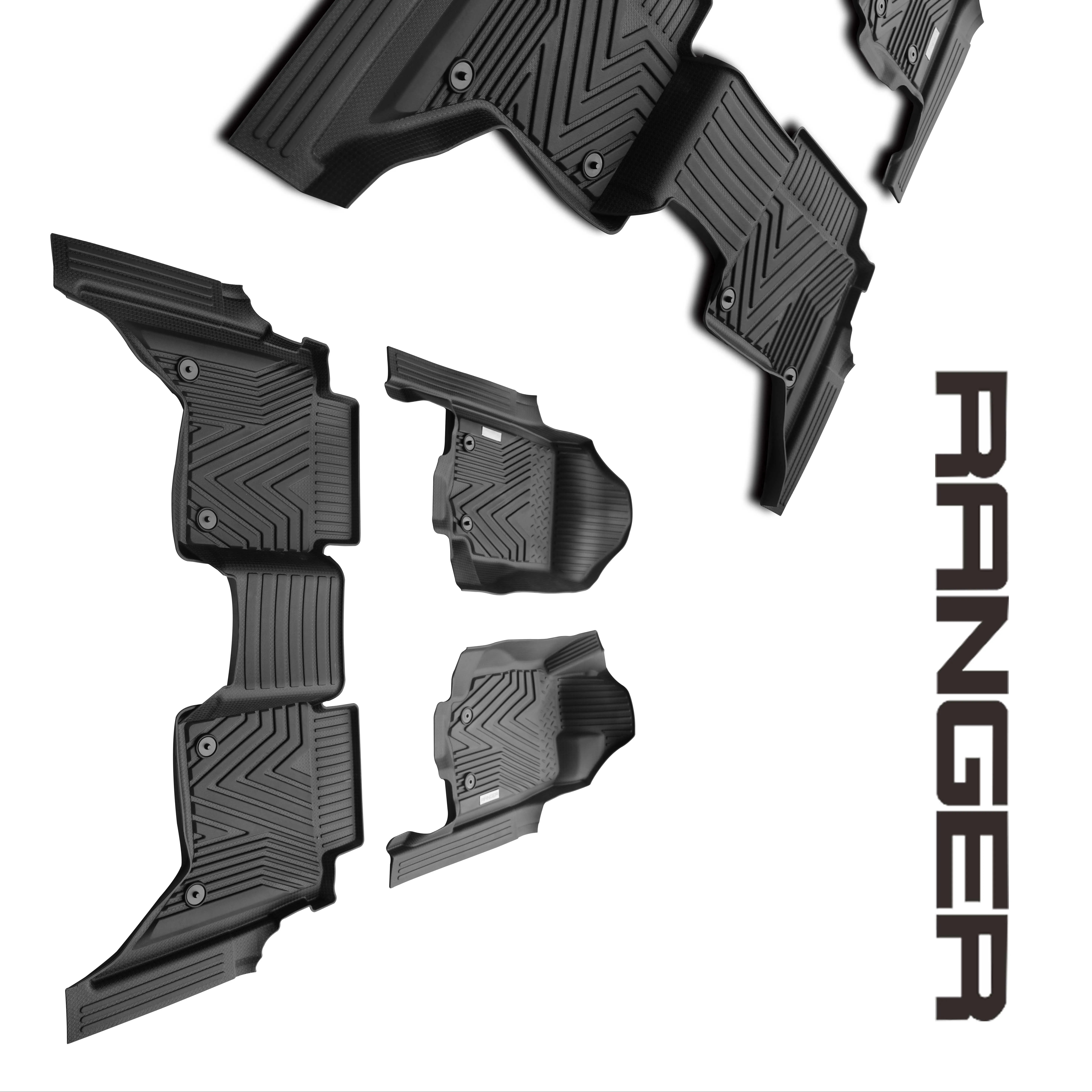Floor Liners voor Ford Ranger PX PX2 PX3 (2011-2019) 3D Automatten 3PC Tailored Tapijt Injectie Schimmel