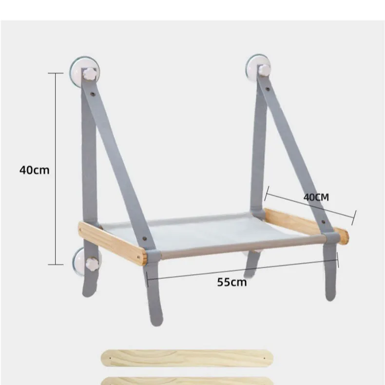 फ़ोल्ड करने योग्य हेवी ड्यूटी शक्तिशाली सक्शन सॉलिड वुड कैट हैमॉक विंडो कैट हैमॉक बेड कैट बेड