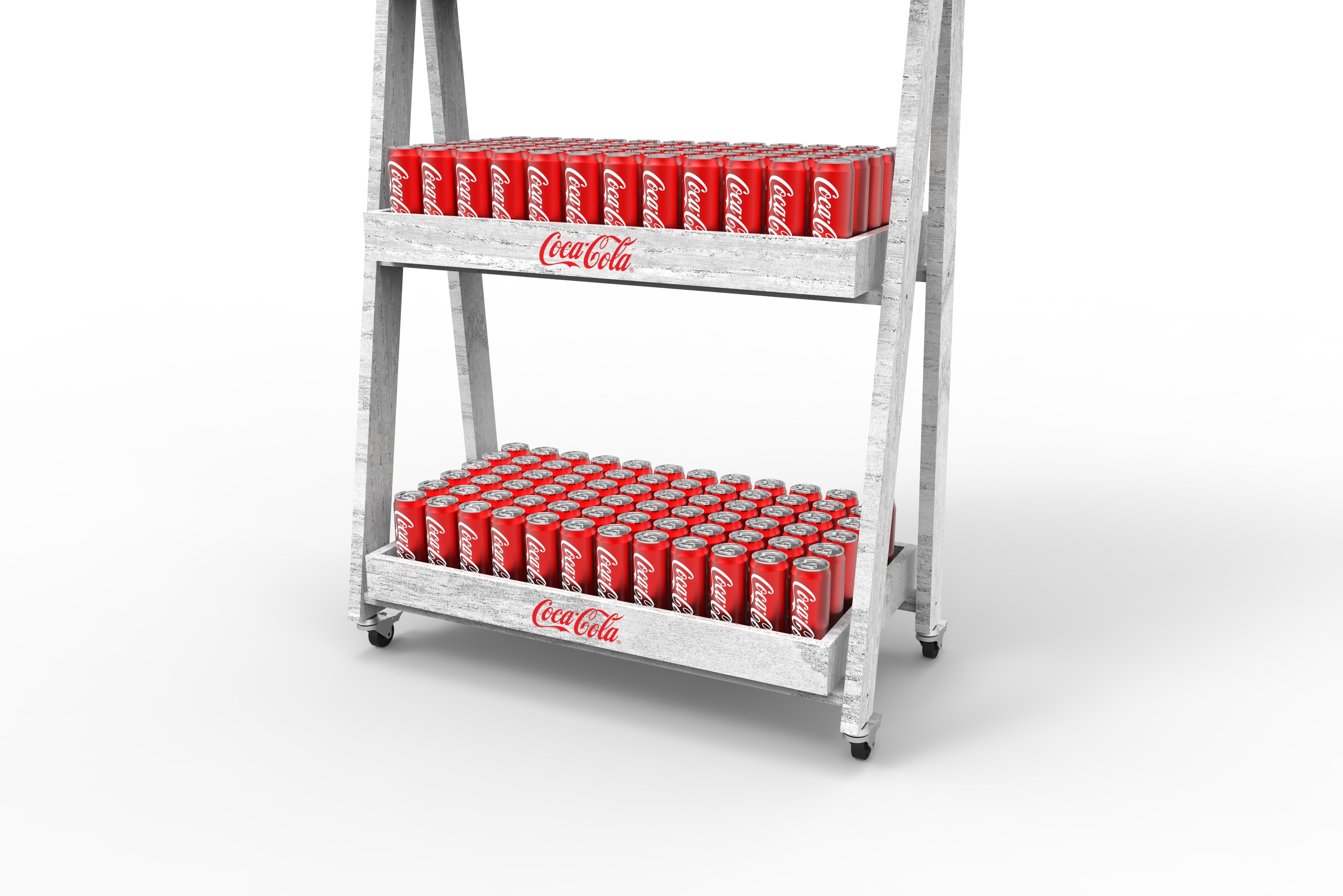 Ladder Shape Cola Display Stand 3 Tier Wooden Beverage Display Racks Floor Stand Wood Shelf for Retail Shop — view 2
