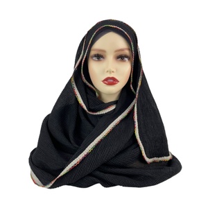 Hot thời trang islam laciness TR Viscose cotton Hijabs mềm đồng bằng màu Crinkle khăn xếp li khăn choàng khăn xếp cho phụ nữ hồi giáo 2025 - Product Image 5