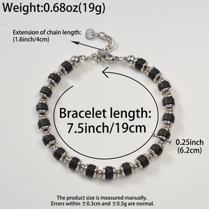 Bracelet unisexe texturé, élégant et tendance, en acier inoxydable incrusté de résine, perles fines de luxe, vente en gros, idéal pour les rassemblements quotidiens - Product Image 4