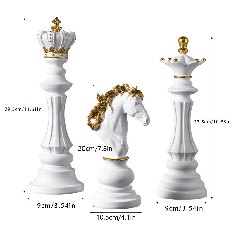 Chess white three-piece set