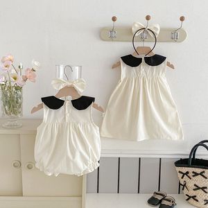 Macacão Sem Mangas de Verão para Menina Bebê Vestido Infantil com Lapela Roupas Doces para Crianças - Product Image 3