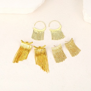FY mode bijoux boucles d'oreilles 925 argent aiguille Post déclaration Boho mariage <span class=keywords><strong>mariée</strong></span> fête or chaîne gland longue balancent goutte boucle d'oreille - Product Image 2