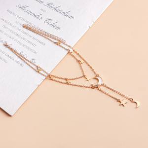 Châu Âu và amrican cross-bordr jwlry thời trang y-shapd doubl layr dài tassl Sao crscnt cho womn NICH <span class=keywords><strong>mtal</strong></span> - Product Image 4