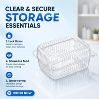 Boîte d'emballage alimentaire en PET haute transparence 160x120x75mm avec trous de ventilation respirants pour sandwichs, salades, pâtisseries, fruits