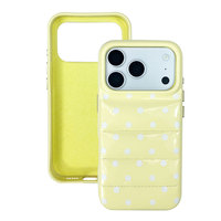 Étui de téléphone Dot Quilt Pod brillant à pois, en cuir PU matelassé avec doublure en velours, coque de protection incurvée pour iPhone 18/17/16/15