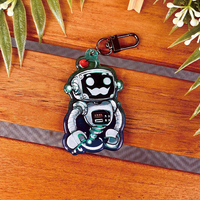 Porte-clés en acrylique transparent personnalisé imprimé avec un motif de dessin animé, flexible et léger