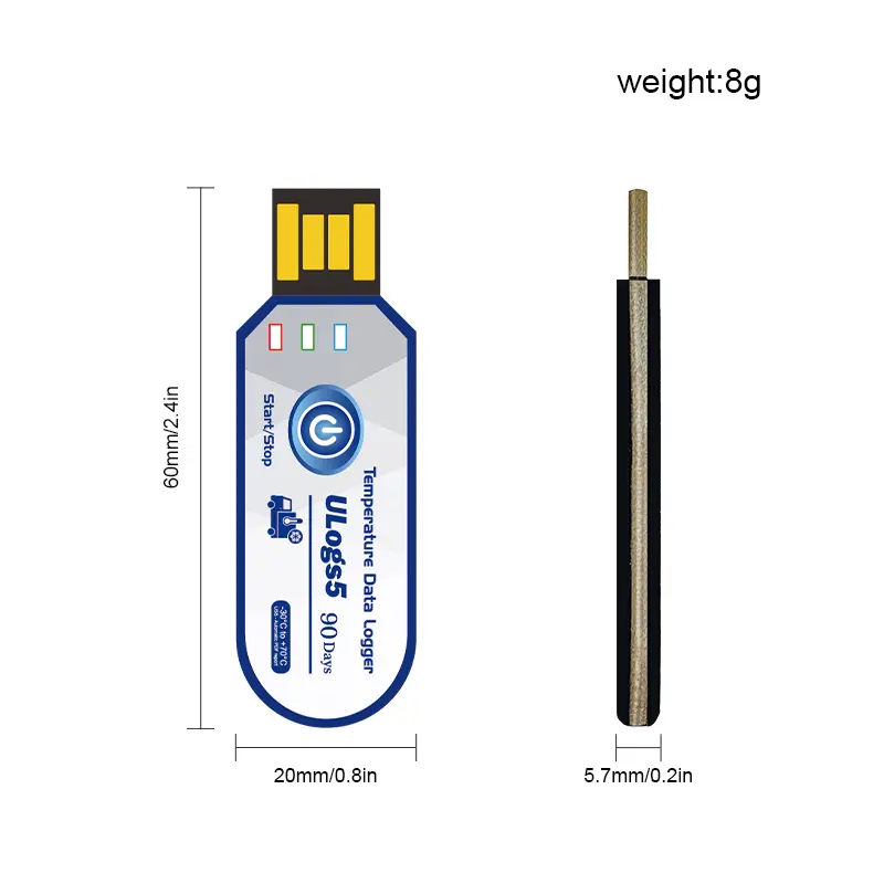 เครื่องบันทึกข้อมูล30000แบบใช้แล้วทิ้ง USB บันทึกข้อมูลอุณหภูมิและความชื้น Datalogger สำหรับผักและผลไม้โซ่เย็น