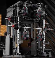 TOPTONS Cage de musculation multifonctionnelle avec rack à squats et machine Smith pour entraînement de musculation en salle de sport