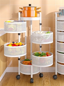 Hotselling draaibare opbergwagen met meerdere lagen, 360 graden fruit- en groenterek, draaibaar opbergrek voor de keuken - Product Image 5