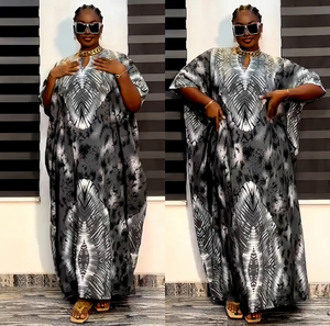 Abito Dashiki Casual da Donna 2026 in Stile <span class=keywords><strong>Etnico</strong></span> <span class=keywords><strong>Africano</strong></span>, a Maniche Corte, con Pizzo, Stampa Colorblock, Vestibilità Ampia e Taglie Forti - Product Image 4