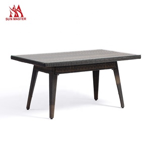 Muebles rústicos de mimbre para Patio, juego de comedor para jardín para 6 sillas y mesa de comedor exterior de aluminio de ratán para restaurante de Hotel al aire libre - Product Image 4