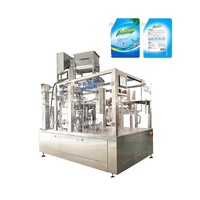 Machine d'emballage automatique rotative pour sachets préformés de sauces, liquides, pâtes, ketchup, miel, remplissage et scellage de sachets Doypack