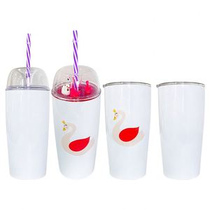 แก้วกาแฟสแตนเลสแบบมีฝาปิดสำหรับตกแต่งเอง ขนาด 10 ออนซ์ พร้อมหลอดดูด - Product Image 3